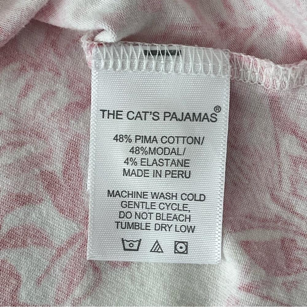 The Cat’s Pajamas Palm Grove Toile Pink Pima Knit Pajama Set Size M Vacationcore - Picture 8 of 15